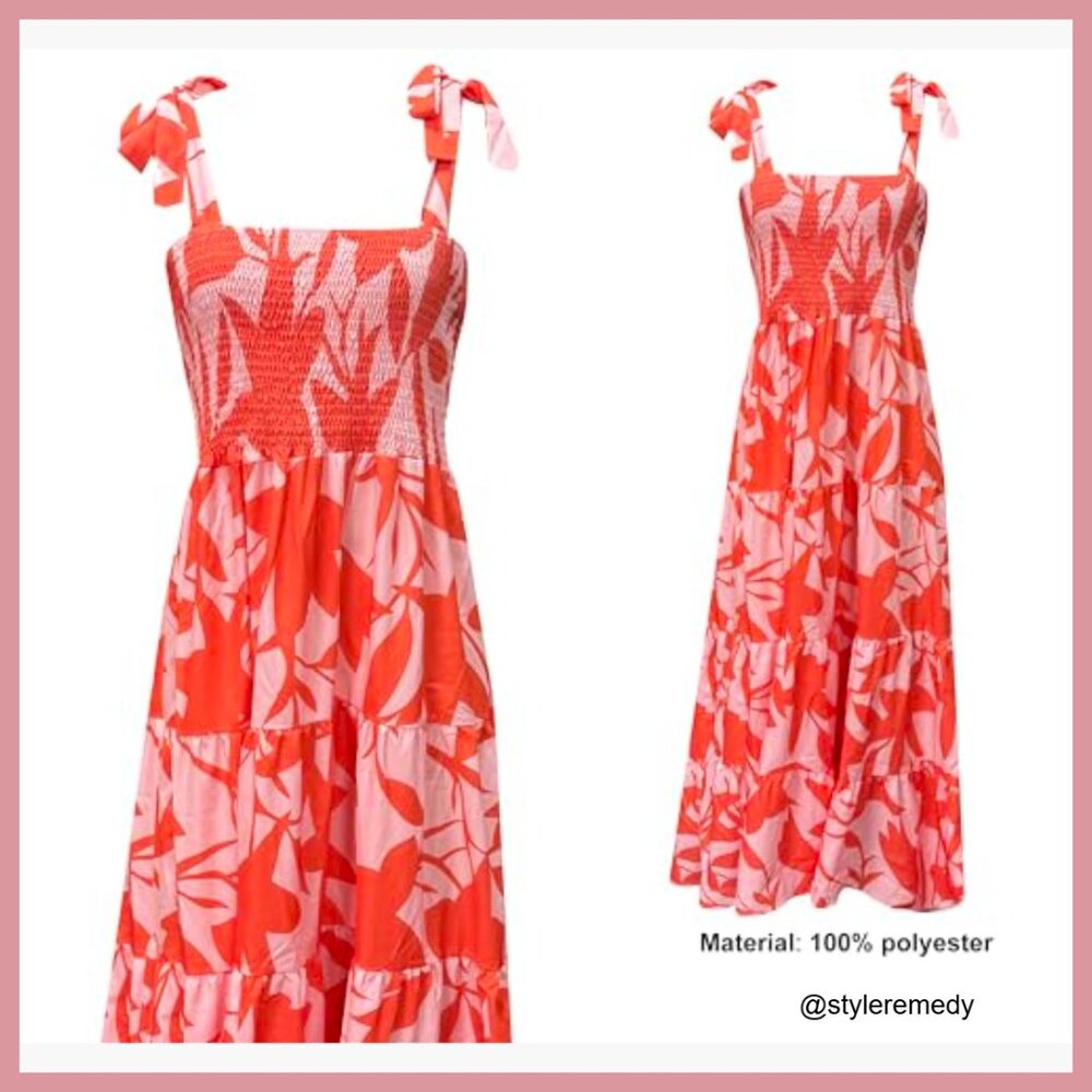 Polyester Summer Boho Spaghetti Strap Square Neck… - image 6